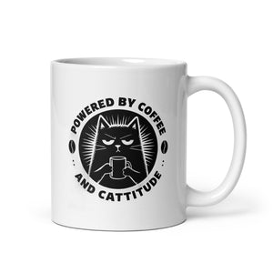 Cat Mugs | Powered By Coffee and Cattitude!  Handle on the Right