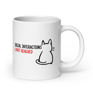 Cat Mug | Social Interactions Limit Reached.  Handle Right