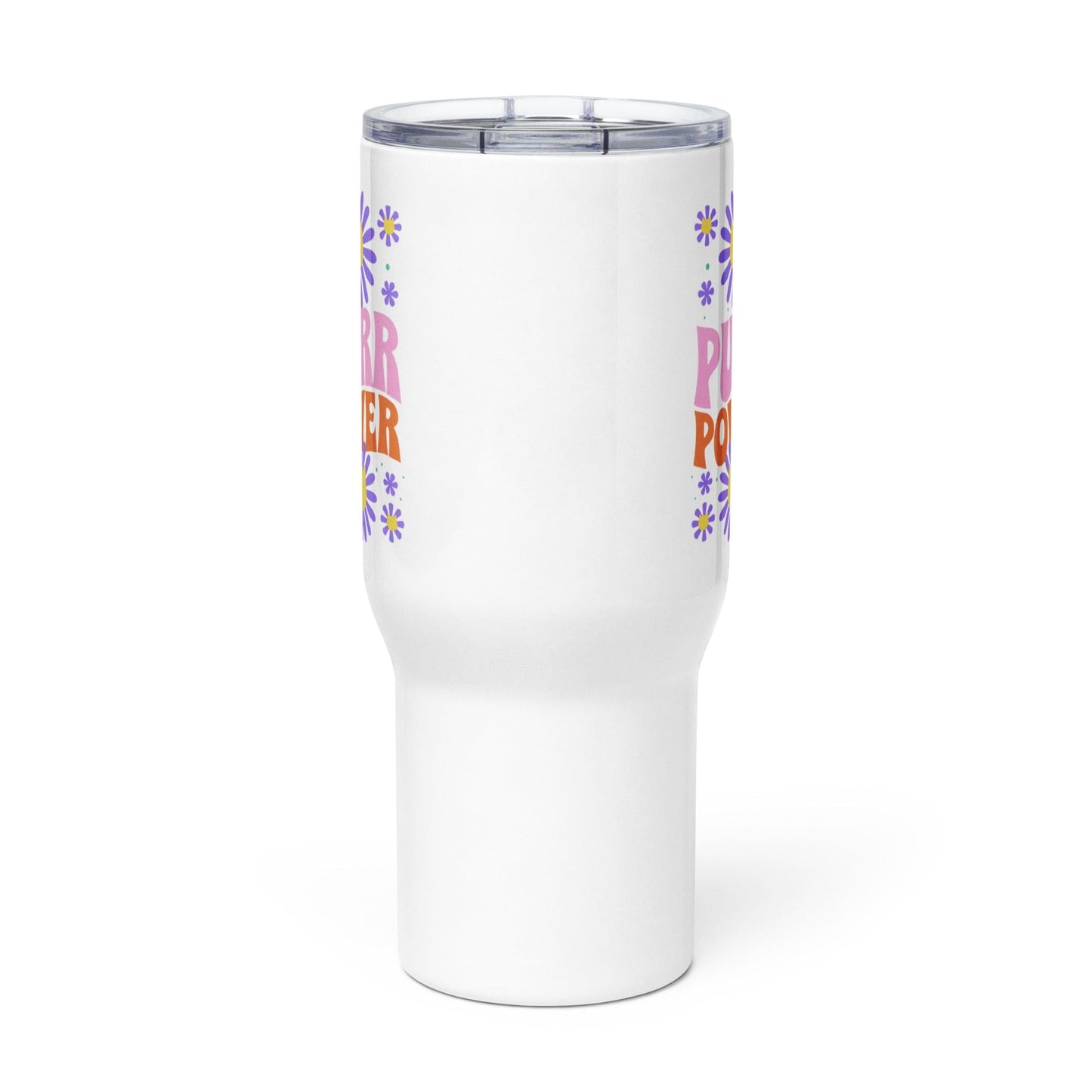 Purr Power Travel Mug. 25 oz side view