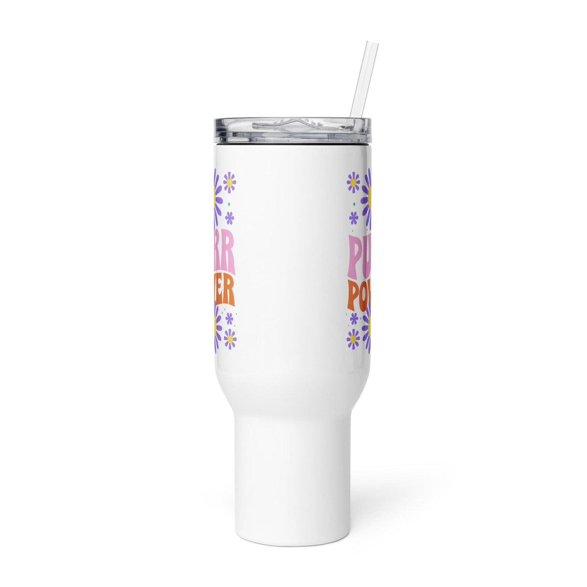 Purr Power Travel Mug. 40 oz side view