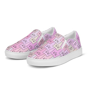 Cat-Themed Slip On Canvas Shoes- Purple