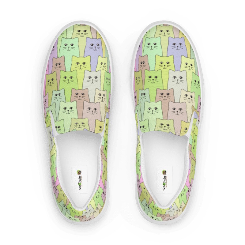 Cat-Themed Canvas Shoes | Happy Cat Multi-Color