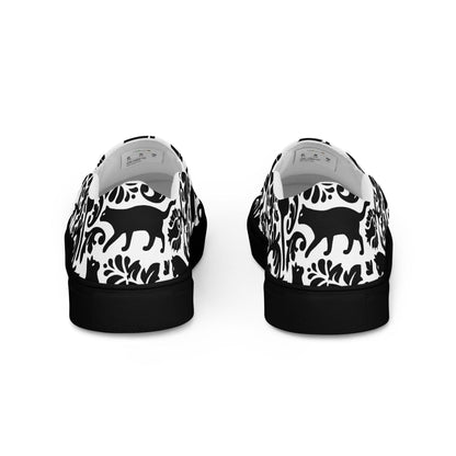 Cat-Themed Canvas Shoes | Black Cat Damask Design. Back