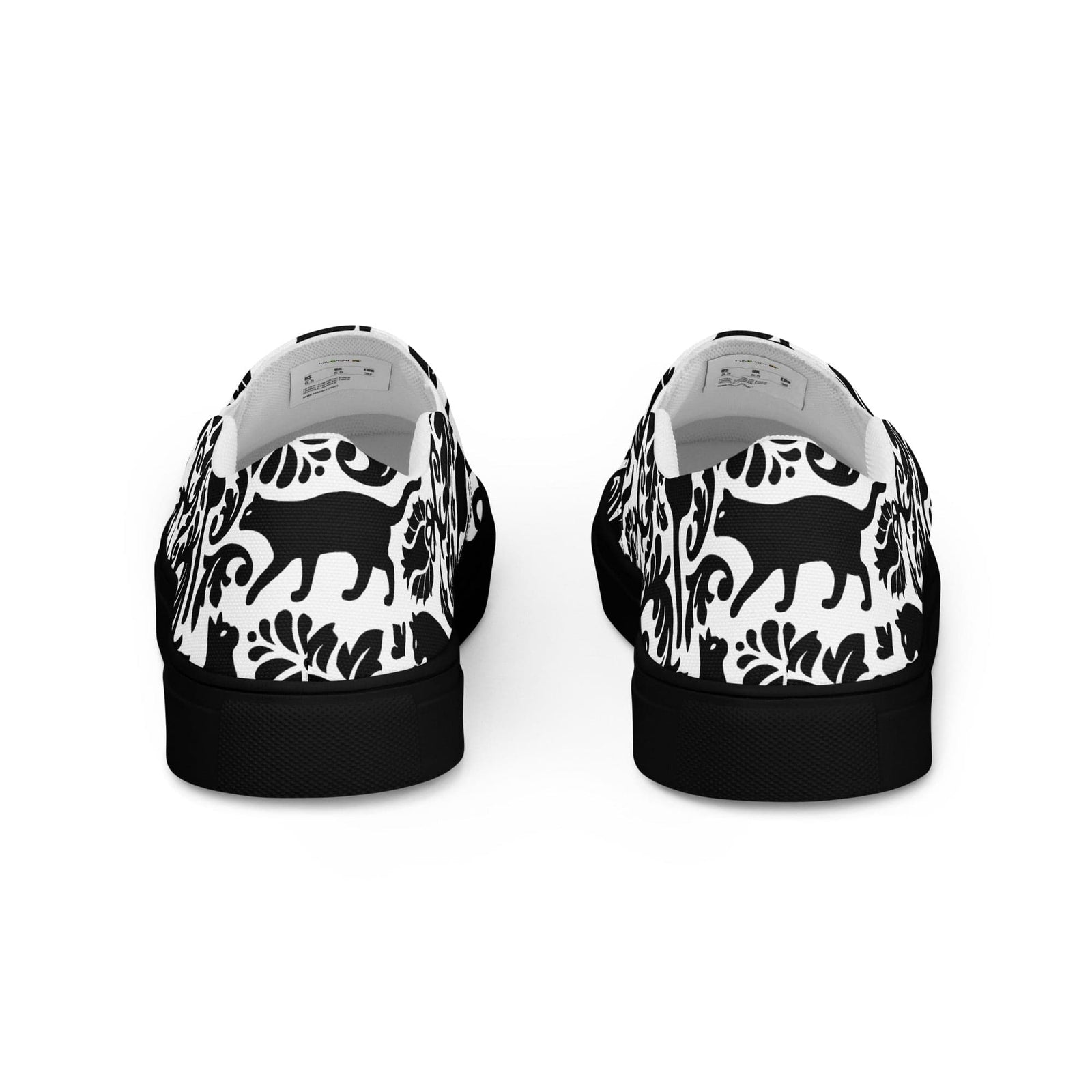 Cat-Themed Canvas Shoes | Black Cat Damask Design. Back
