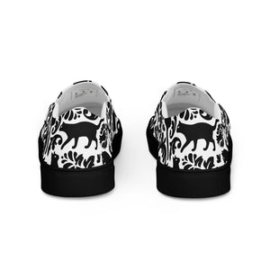 Cat-Themed Canvas Shoes | Black Cat Damask Design. Back