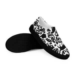 Cat-Themed Canvas Shoes | Black Cat Damask Design. Sole