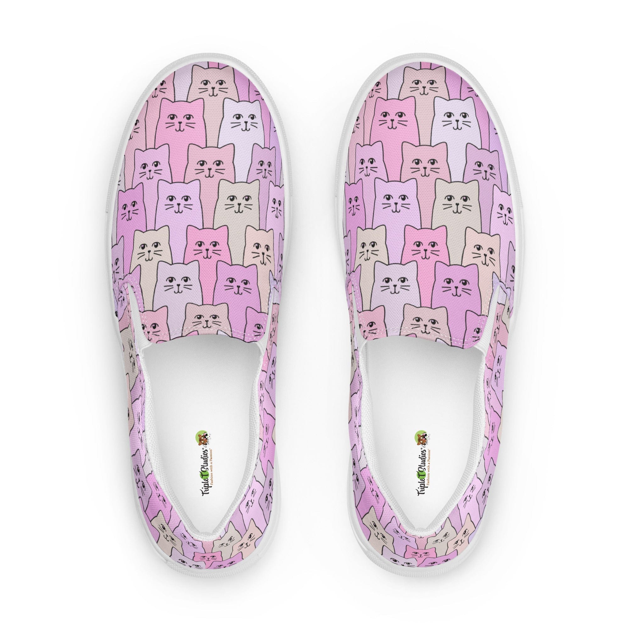 Cat-Themed Slip On Canvas Shoes- Purple