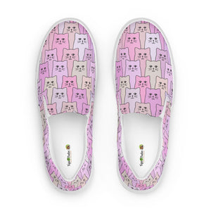 Cat-Themed Slip On Canvas Shoes- Purple