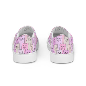 Cat-Themed Slip On Canvas Shoes- Purple. Back