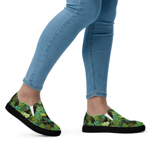 Cat-Themed Slip-On Canvas Shoes | Jungle Panther Design on model walking