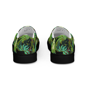 Cat-Themed Slip-On Canvas Shoes | Jungle Panther Design.  Back