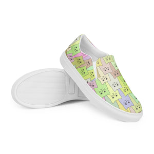 Cat-Themed Canvas Shoes | Happy Cat Multi-Color.  Bottom of shoe