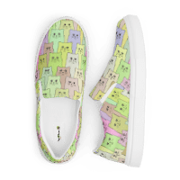 Cat-Themed Women’s Slip-on Canvas Shoes | Happy Cat Multi-Color