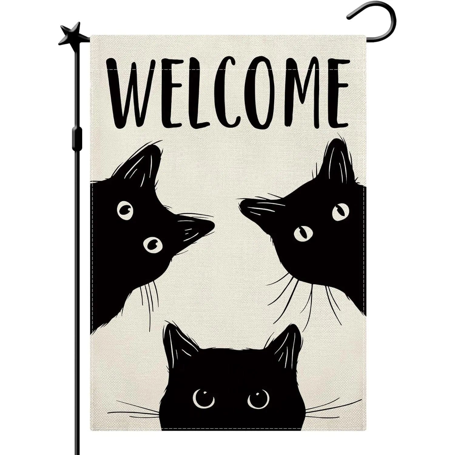 Black Cat Welcome Garden Flag