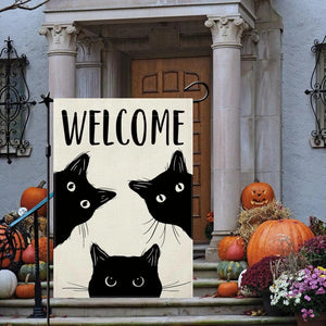 Black Cat Welcome Garden Flag