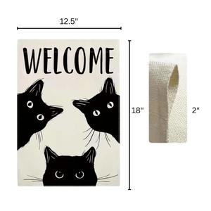 Black Cat Welcome Garden Flag