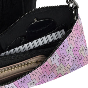 Cat-Themed Cross Body Bag | Happy Cat Purple. Inside