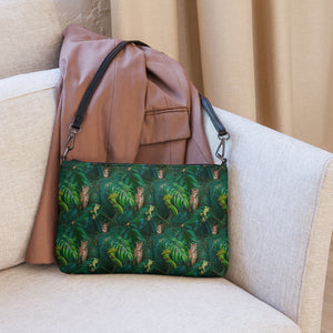 Cat Crossbody Bag | Tropical Puma. on sofa