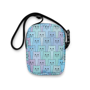 Small Cat-Themed Bag- Happy Cat blue