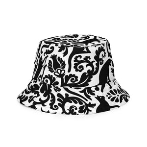 Black Cat Damask Reversible Bucket Hat