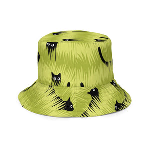 Curious Black Cat Reversible Bucket Hat