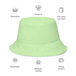 Cat-themed Reversible Bucket Hat | Happy Cat Green. Description