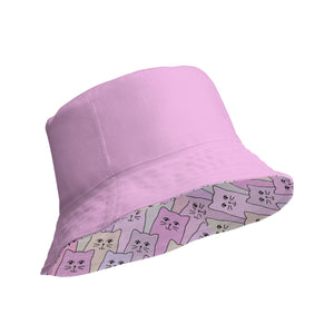 Cat-Themed Reversible Bucket Hat | Happy Cat Pink