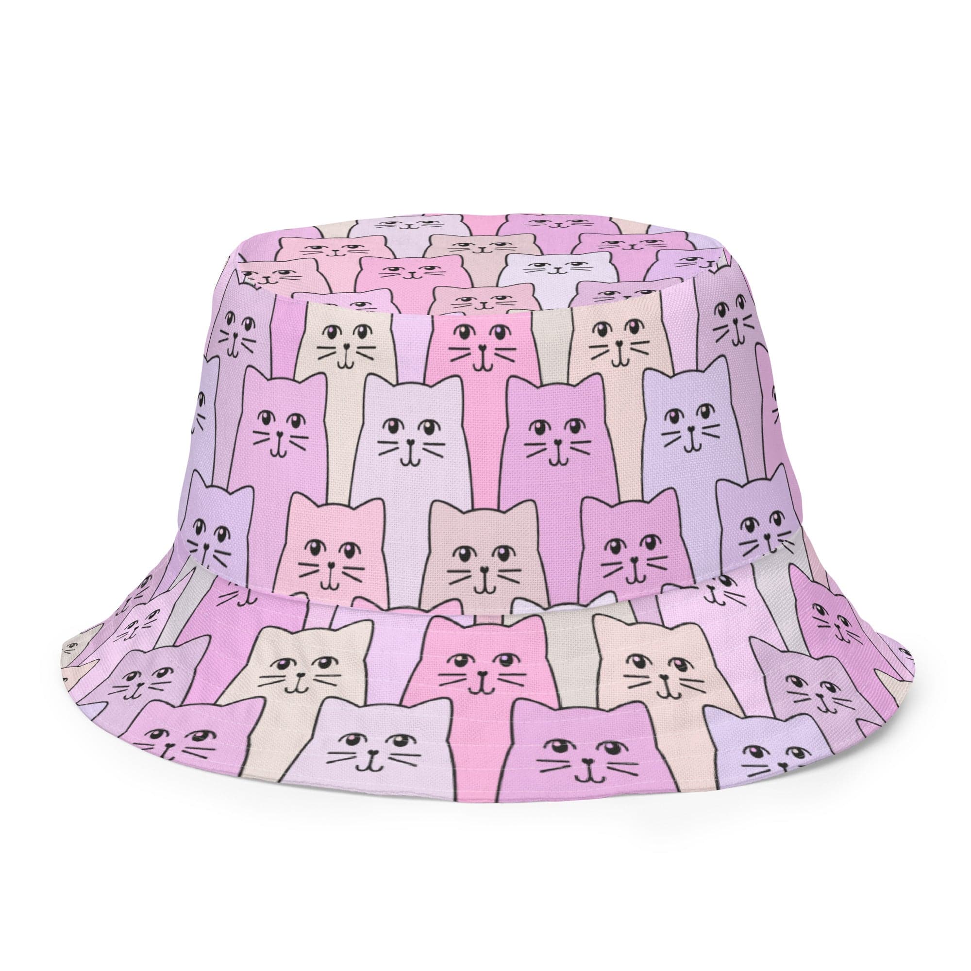 Cat-Themed Reversible Bucket Hat | Happy Cat Pink