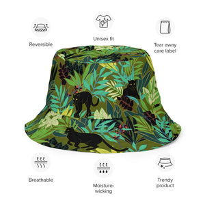 Cat Themed Reversible Bucket Hat. | Jungle Panther Print. Description