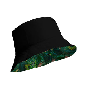 Cat-Themed Reversible Bucket Hat | Tropical Puma and Black