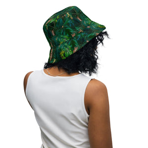 Cat-Themed Reversible Bucket Hat | Tropical Puma on model