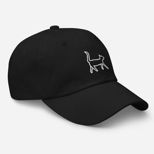 Embroidered Cat Hat  Black with White Cat