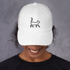 Embroidered Cat Hat | White with Black Cat