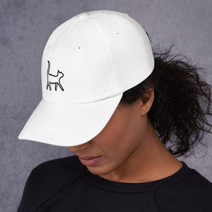 Embroidered Cat Hat | White with Black Cat