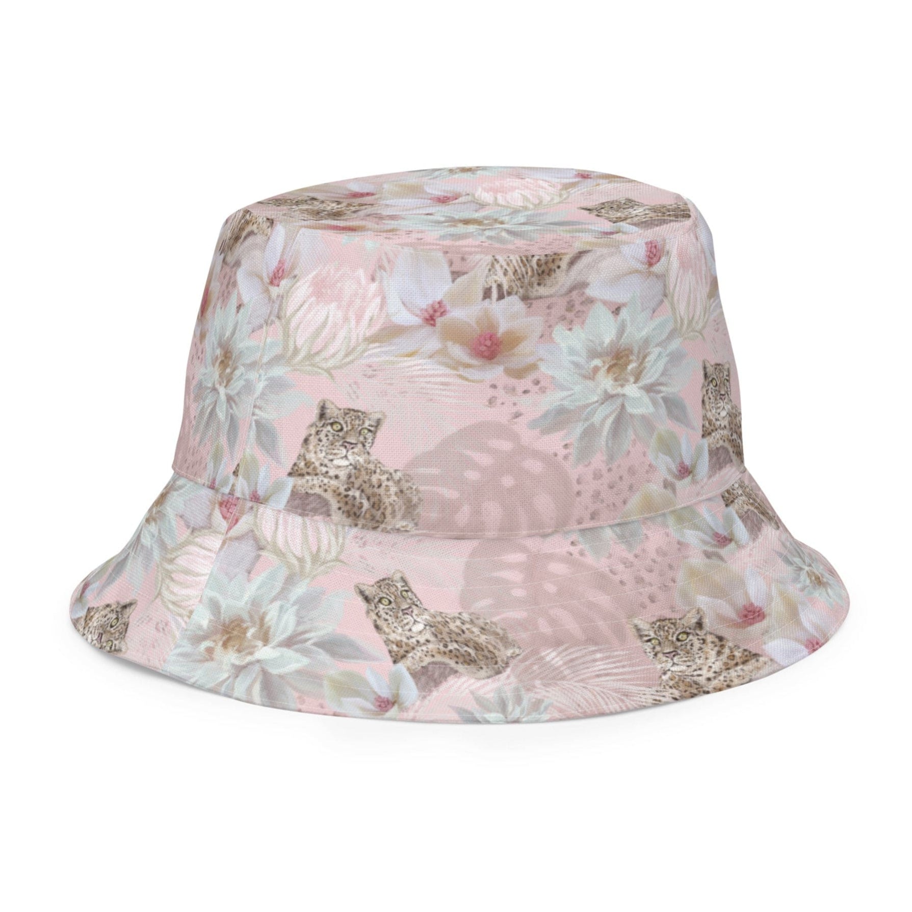 Cat-Themed Reversible Bucket Hat | Leopard and Lotus