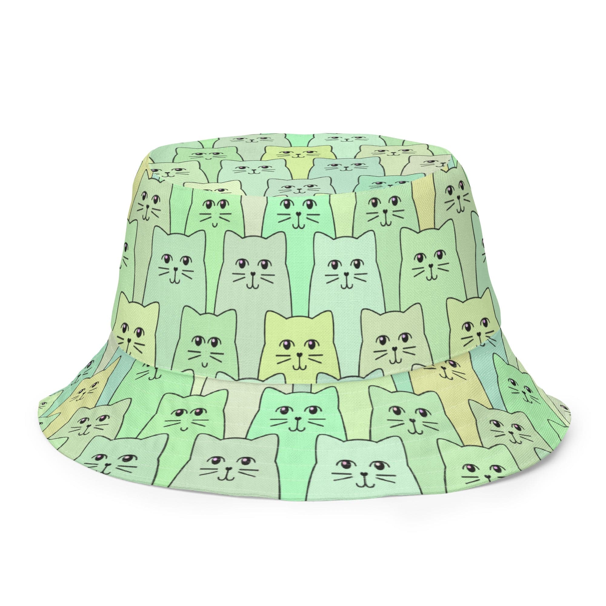 Cat-themed Reversible Bucket Hat | Happy Cat Green