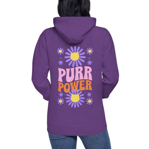 Cat-themed Hoodie | Purr Power | Purple Back on model