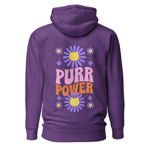 Cat-themed Hoodie | Purr Power | Purple Back 