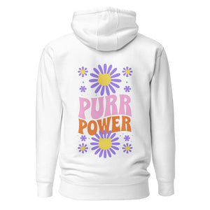 Cat-themed Hoodie | Purr Power | White Back