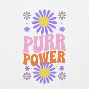 Cat-themed Hoodie | Purr Power | White  Design closeup