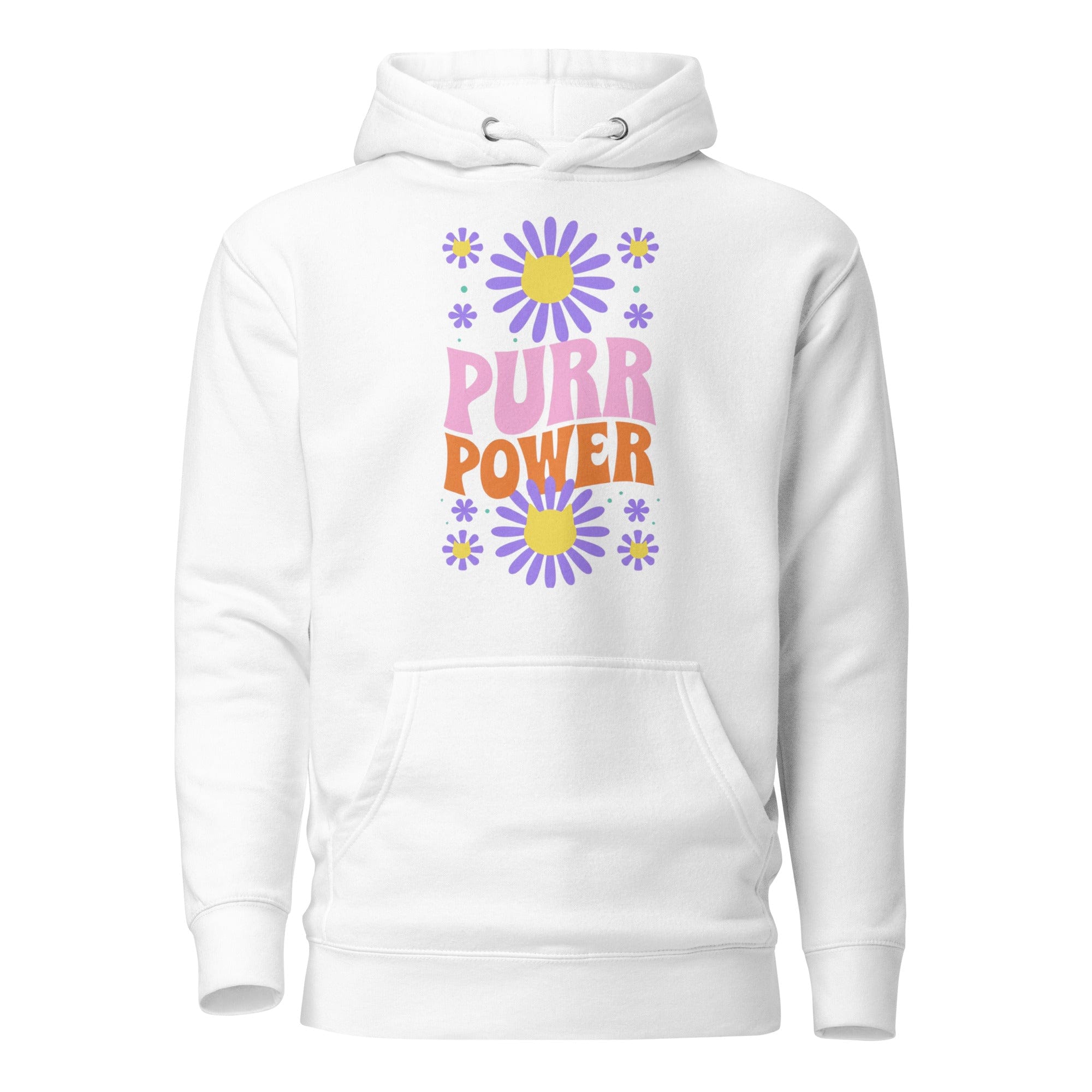 Cat-themed Hoodie | Purr Power | White front