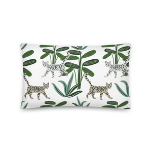 Cat Accent Pillow | Cats and Greenery | 20" x 12