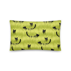 Curious Black Cat Accent Pillow 20" x 12"