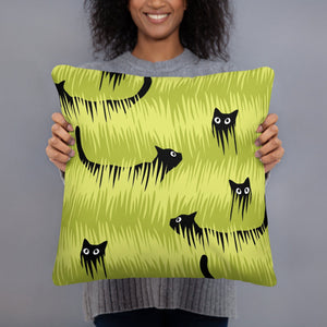 Curious Black Cat Accent Pillow