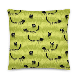 Cat Accent Pillow | Curious Black Cat  Design | 22" x 22"