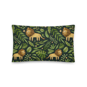 Cat Accent Pillow | King of the Jungle Design. 20" x 12"