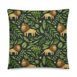 Cat Accent Pillow | King of the Jungle Design | 22" x 22"