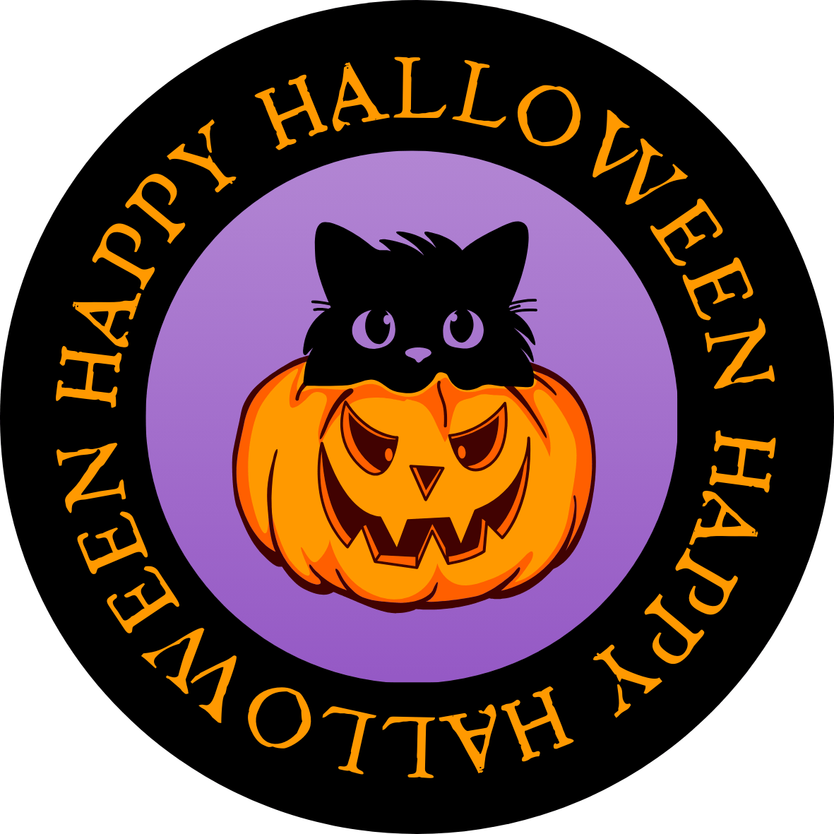 Black Cat Jack-o-Lantern Halloween Sticker |Printable