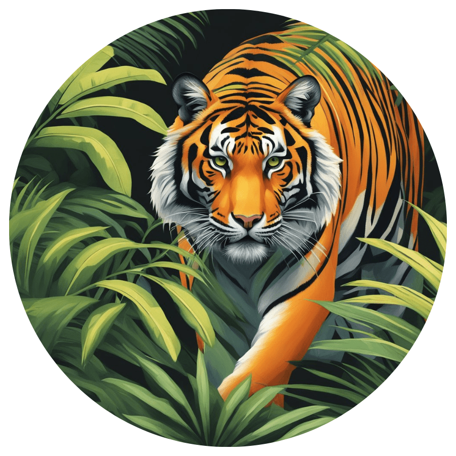 Tiger in Jungle Greenery Sticker