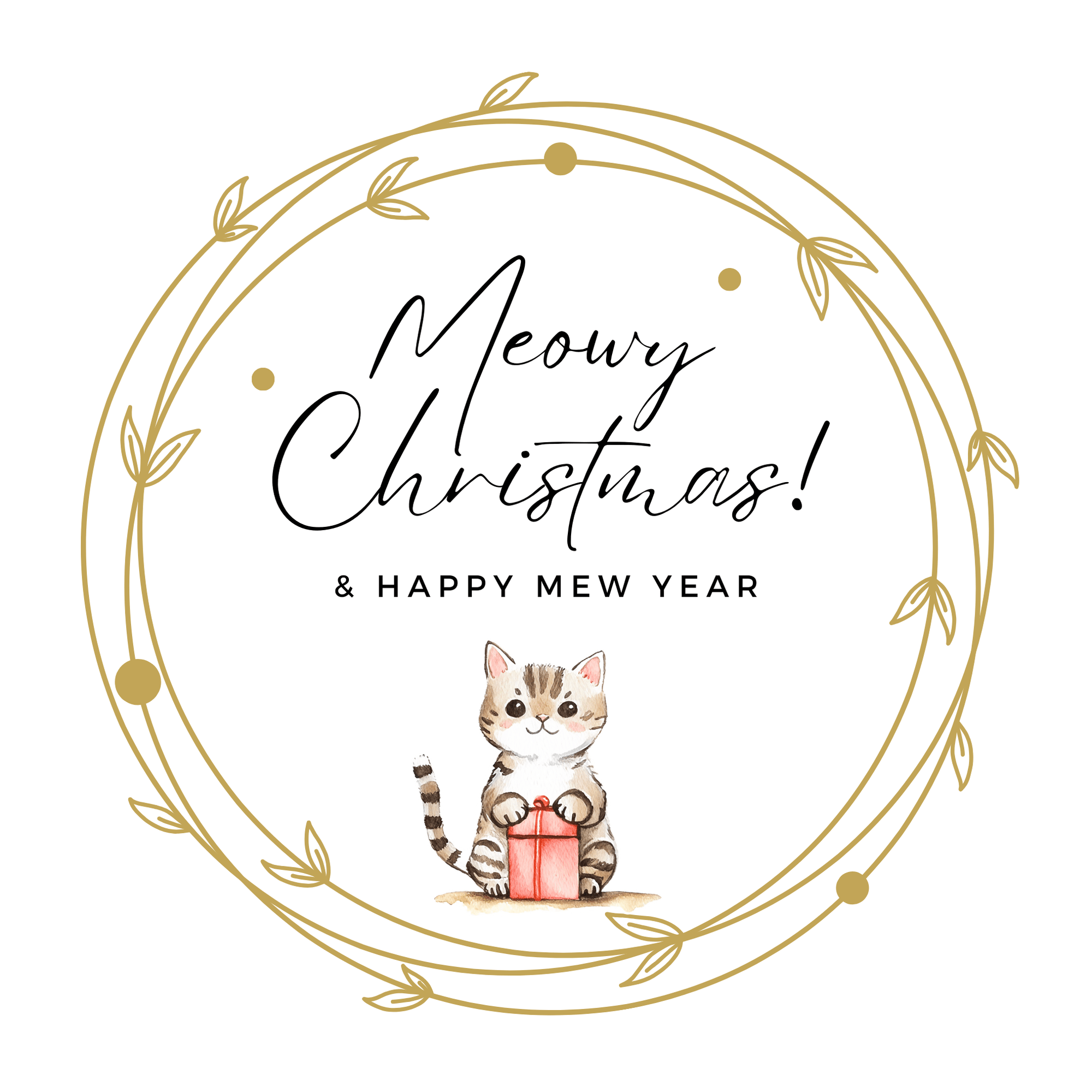 Cute Cat Meowy Christmas Sticker | Printable